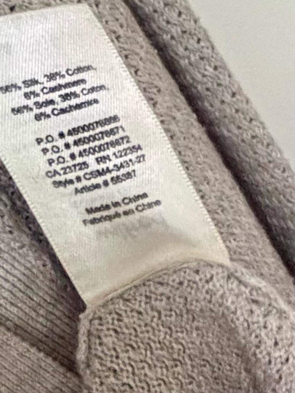 Wilfred| Silk/Cotton Grey & Beige Marled Open-Front Shawl Collar Cardigan Sz XS - Picture 8 of 8